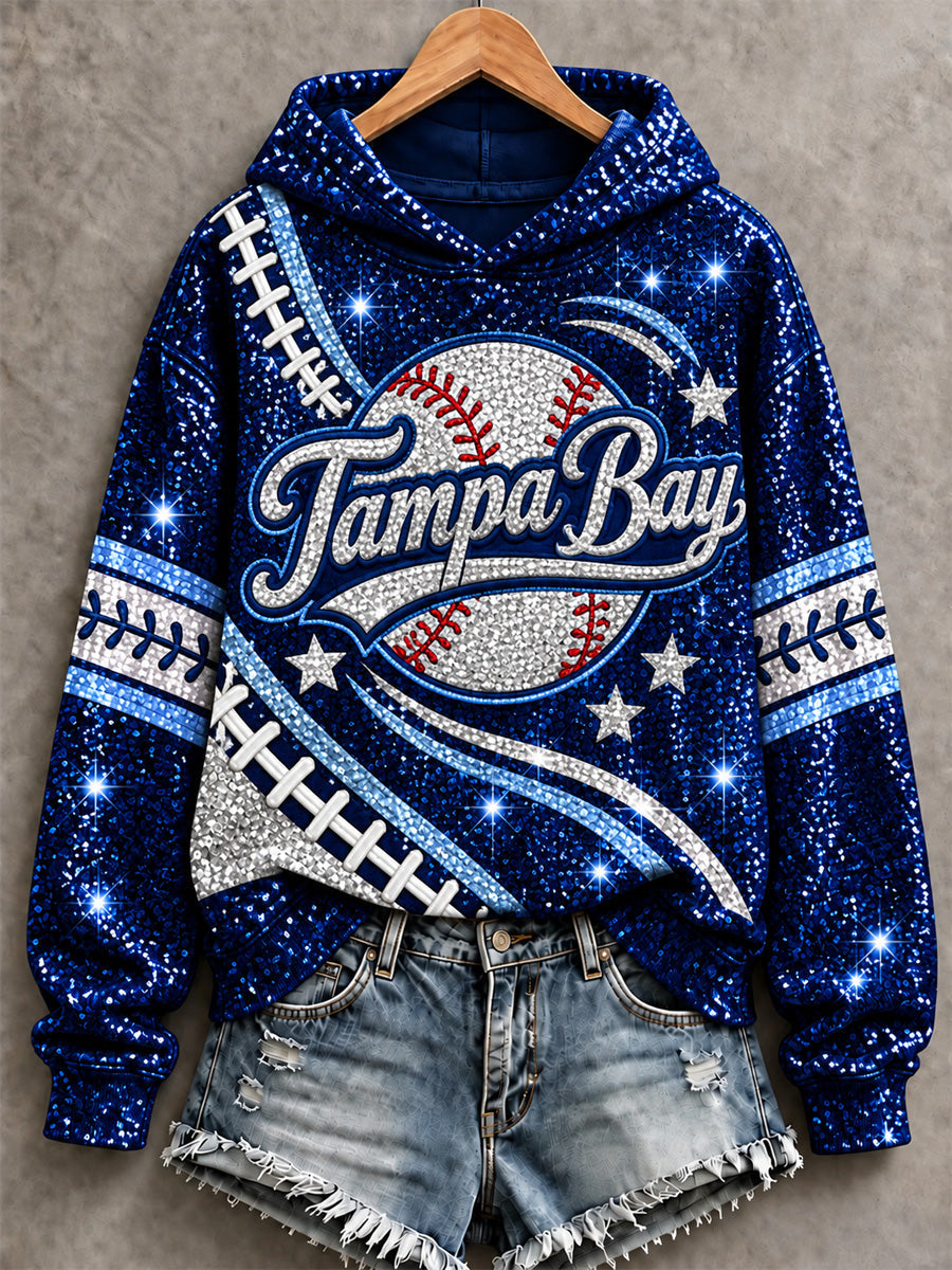 Women's Tampa Bay Baseball Lover Print Hoodie gracestitchs