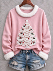Women's Christmas Tree Print Tops gracestitchs