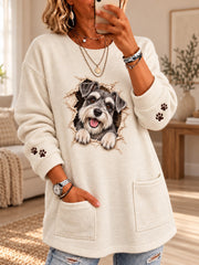 Women's Cute Dog Print Casual Long Sleeve Sweater gracestitchs