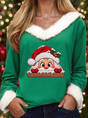 Women's Funny Santa Claus Printed crew neck sweater gracestitchs