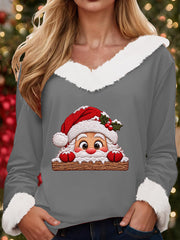 Women's Funny Santa Claus Printed crew neck sweater gracestitchs