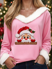 Women's Funny Santa Claus Printed crew neck sweater gracestitchs