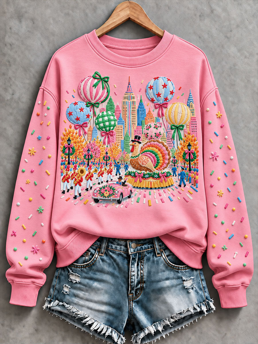 Women's Thanksgiving Day Parade Print Casual Sweatshirt gracestitchs