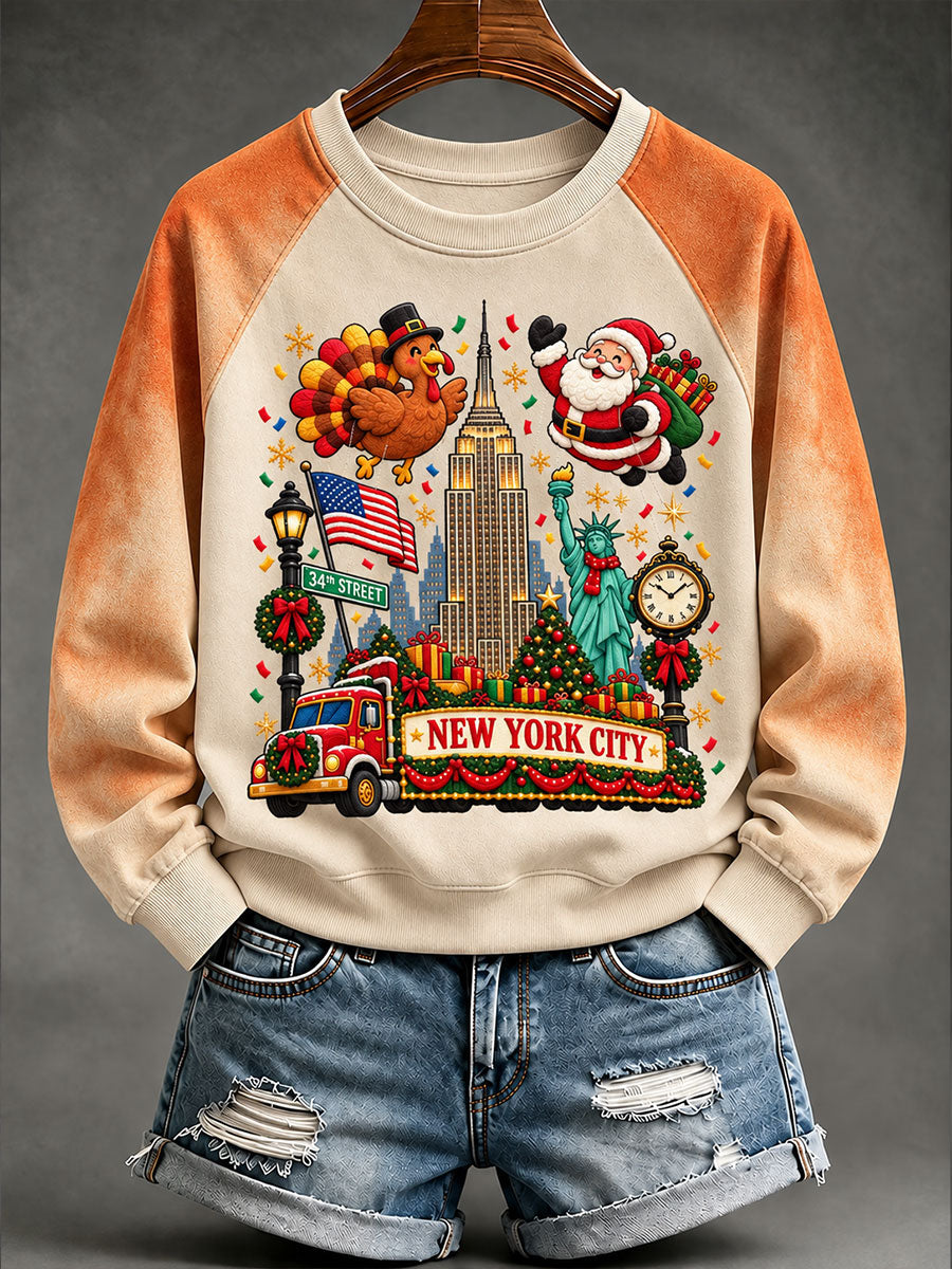 Women's Thanksgiving Day Parade Print Casual Sweatshirt gracestitchs