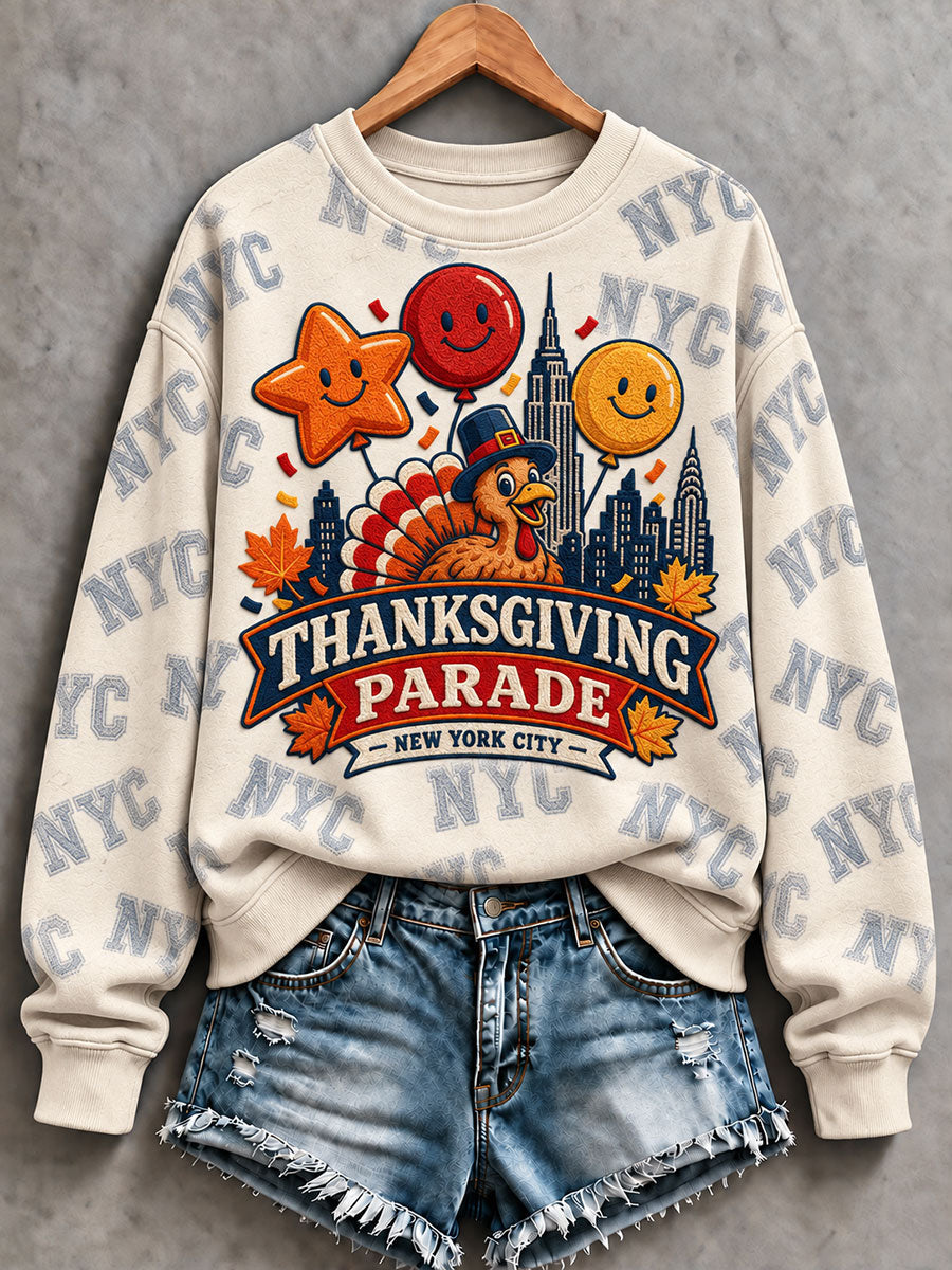 Women's Thanksgiving Day Parade Print Casual Sweatshirt gracestitchs