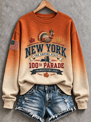 Women's Thanksgiving Day Parade Print Casual Sweatshirt gracestitchs