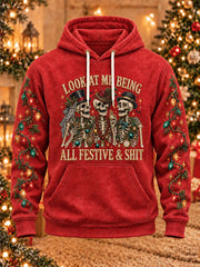 Men's 'Look At Me Being All Festive And Shit' Printed Casual Hoodie gracestitchs