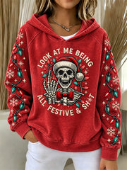 Women's Funny Look at me being all Festive Print Hoodies gracestitchs