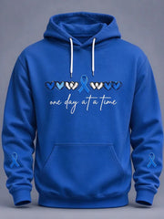 Men's Diabetes Awareness Print Oversized Drop-Shoulder Hoodie with Pockets gracestitchs