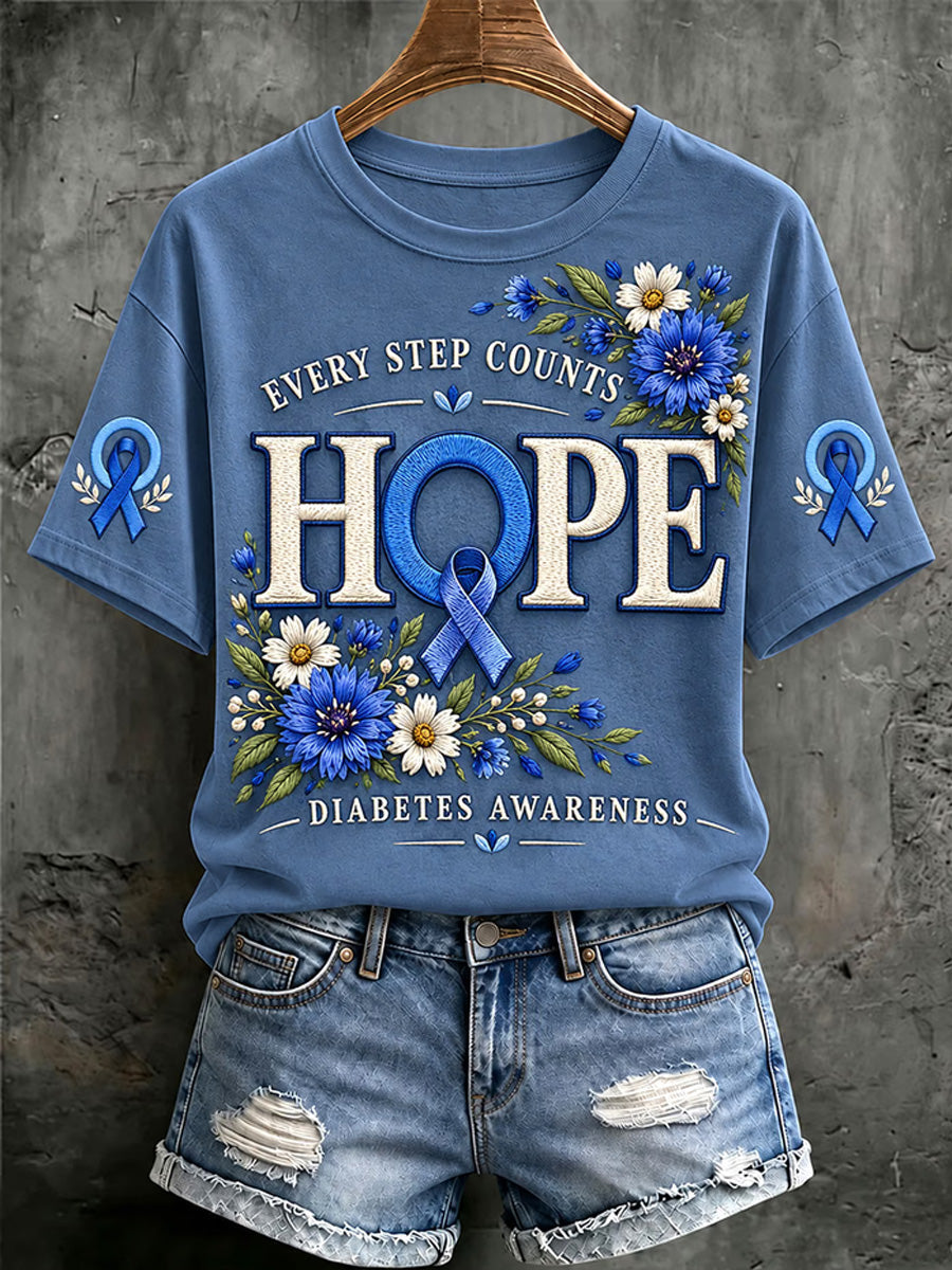 Women's Diabetes Awareness Print Tee gracestitchs