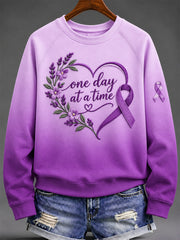 Women's Purple Floral & Alzheimer's Awareness Support Print Sweatshirt gracestitchs