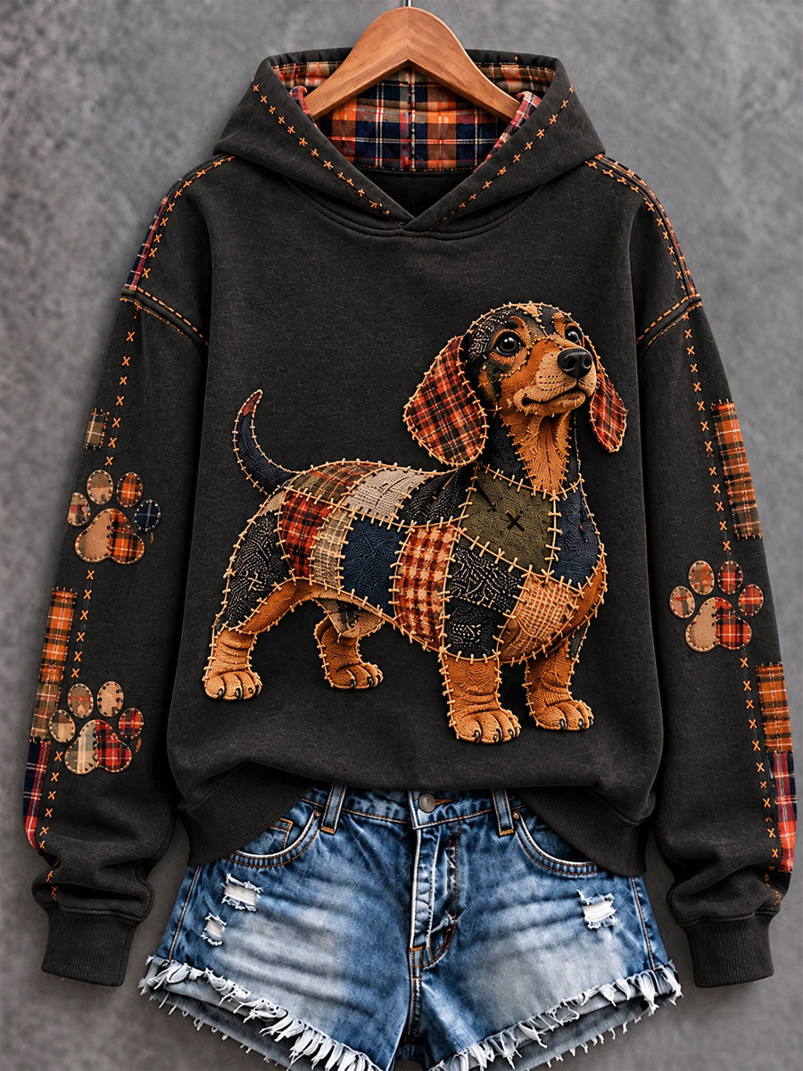Women's Patchwork-style Dog print Regular Sweatshirt gracestitchs