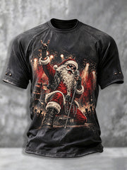 Men's Heavy Metal Rock Christmas Print T-shirt gracestitchs