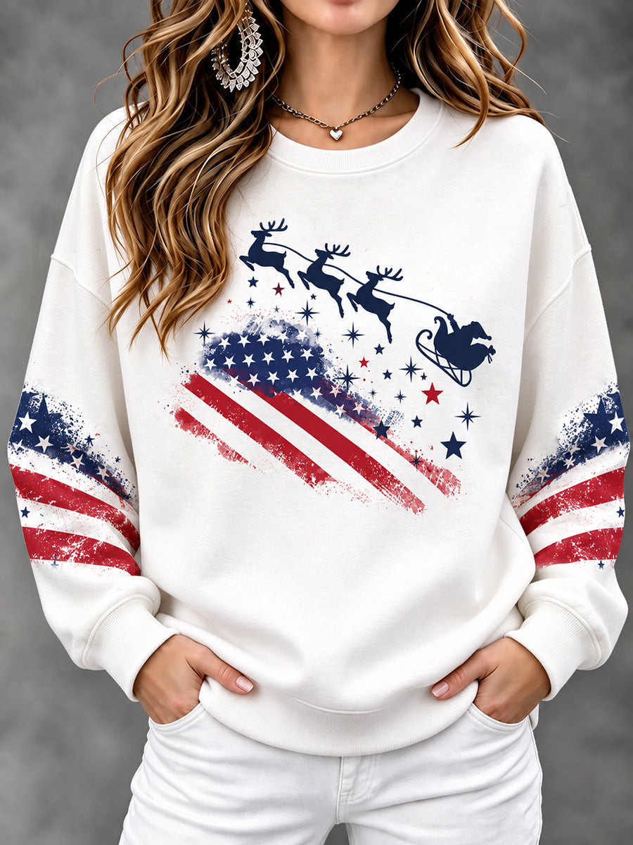 Women's USA Flag Christmas Casual Sweatshirt gracestitchs