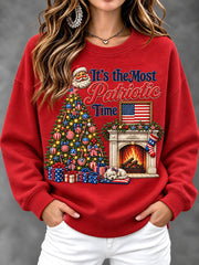 Women's USA Flag Christmas Casual Sweatshirt gracestitchs