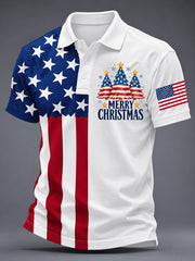 Men's USA Flag Christmas Short Sleeve Shirt gracestitchs