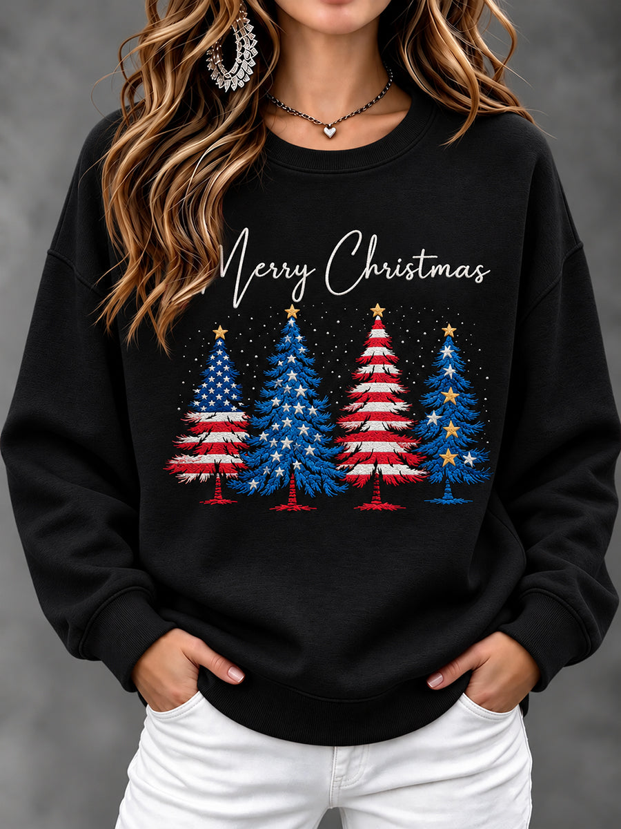 Women's USA Flag Christmas Casual Sweatshirt gracestitchs