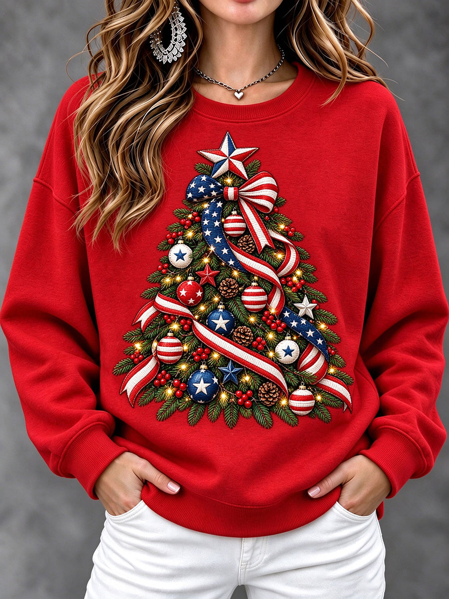 Women's USA Flag Christmas Casual Sweatshirt gracestitchs