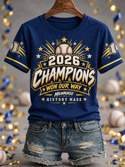 Women's Won Our Way 2026 Baseball Champions Gift For Baseball Fans Casual Tee gracestitchs