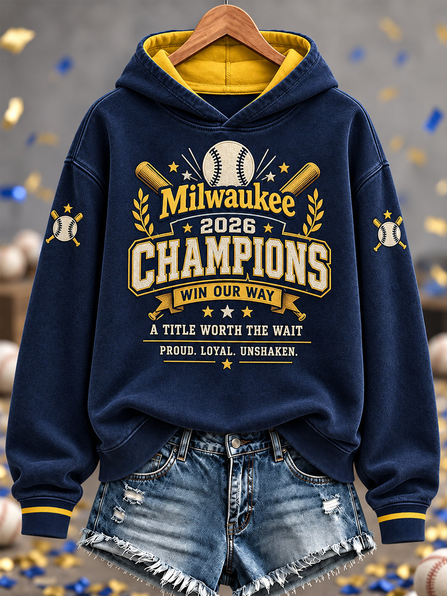 Women's 2026 Baseball Champions Celebration Collection Gift For Baseball Fans Casual Hoodie gracestitchs