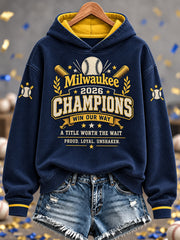 Women's 2026 Baseball Champions Celebration Collection Gift For Baseball Fans Casual Hoodie gracestitchs