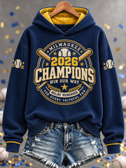 Women's 2026 Baseball Champions Celebration Collection Gift For Baseball Fans Casual Hoodie gracestitchs