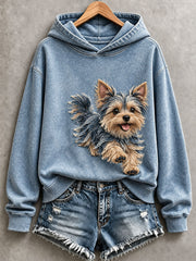 Women’s Lovely Yorkshire Terrier Patchwork Art Hoodie gracestitchs