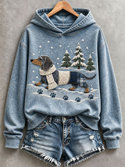 Women's Cute Dachshund In The Snow Hoodie gracestitchs
