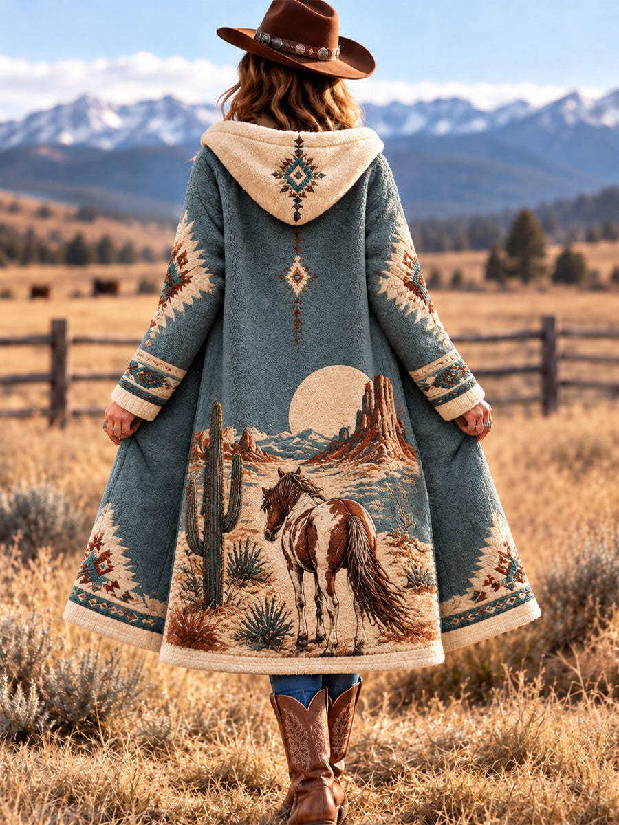 Women's Western Print Casual Long Flannel Cardigan gracestitchs