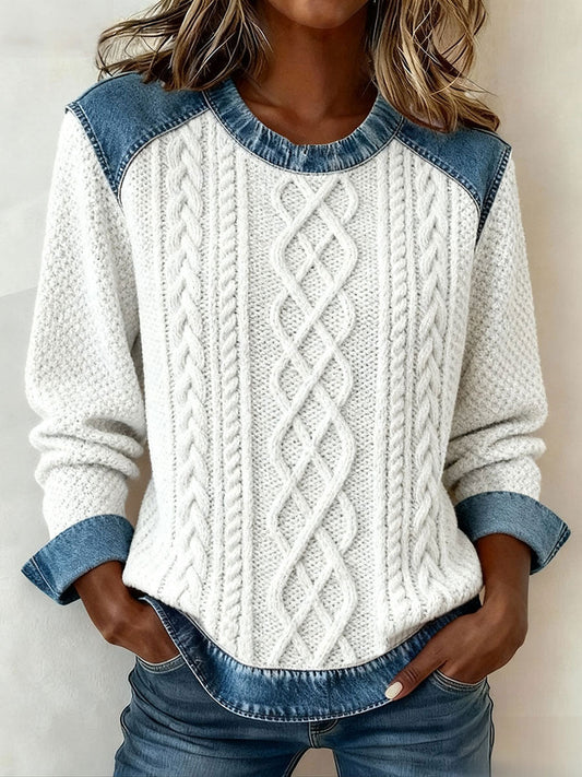 Women's Autumn and Winter Textured Printed Tops gracestitchs