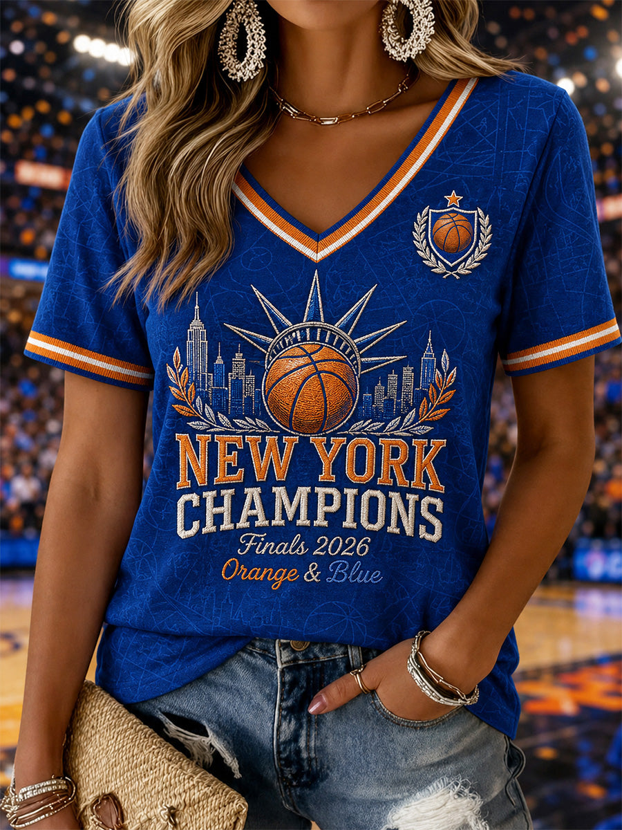 Women's Gift For Basketball Fans Print Casual V-Neck Tee gracestitchs