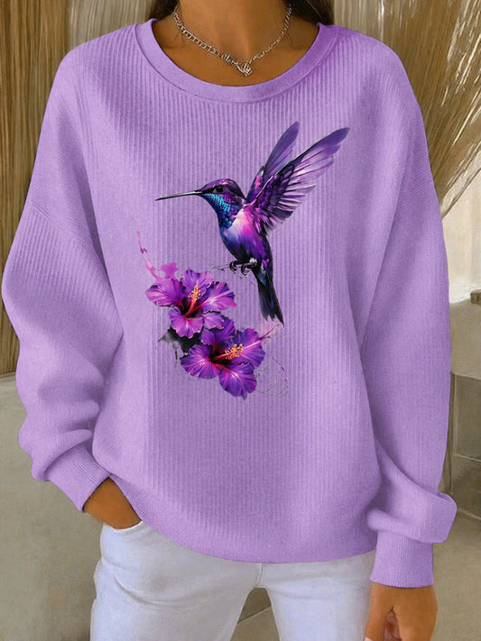 Women's Purple Art Print Casual Sweatshirt gracestitchs