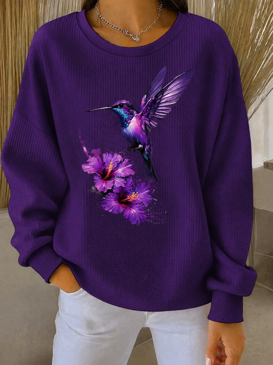 Women's Purple Art Print Casual Sweatshirt gracestitchs