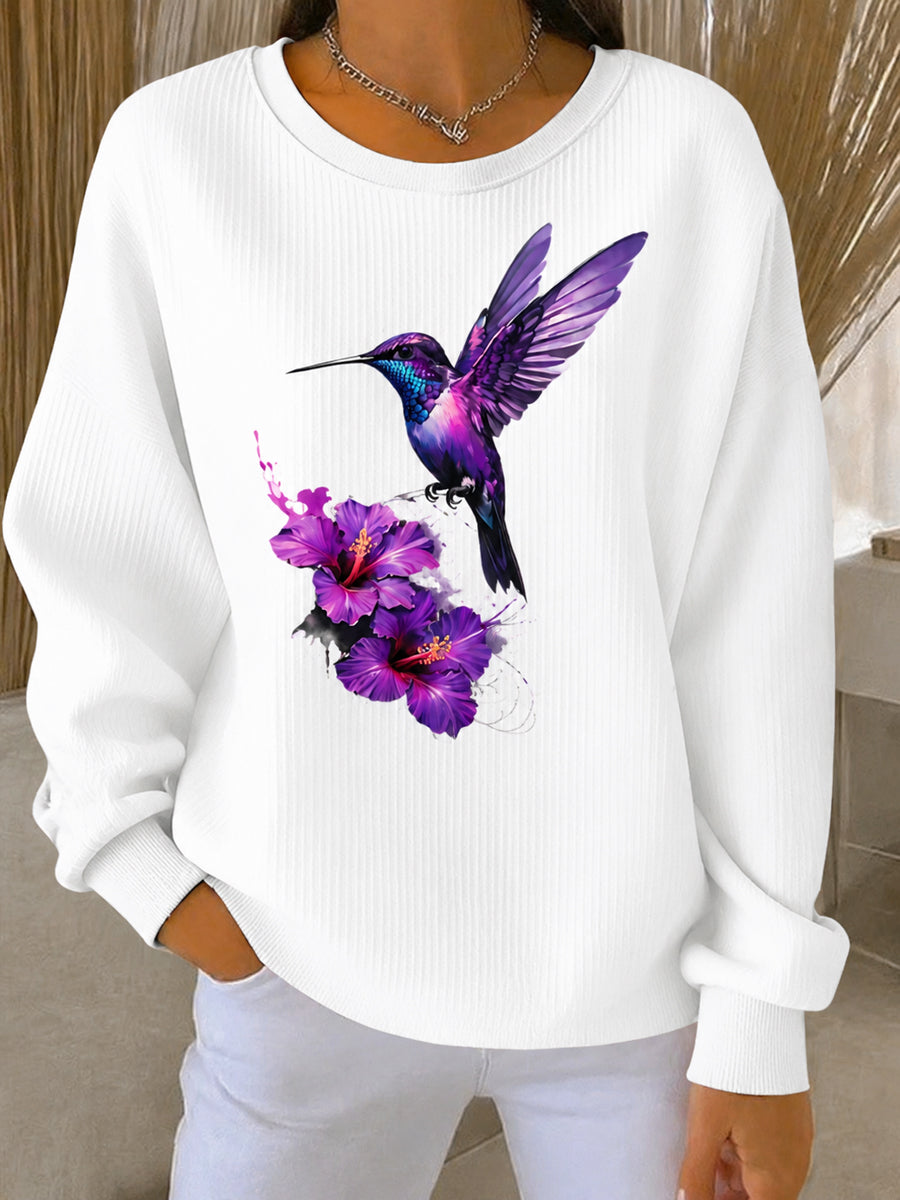 Women's Purple Art Print Casual Sweatshirt gracestitchs
