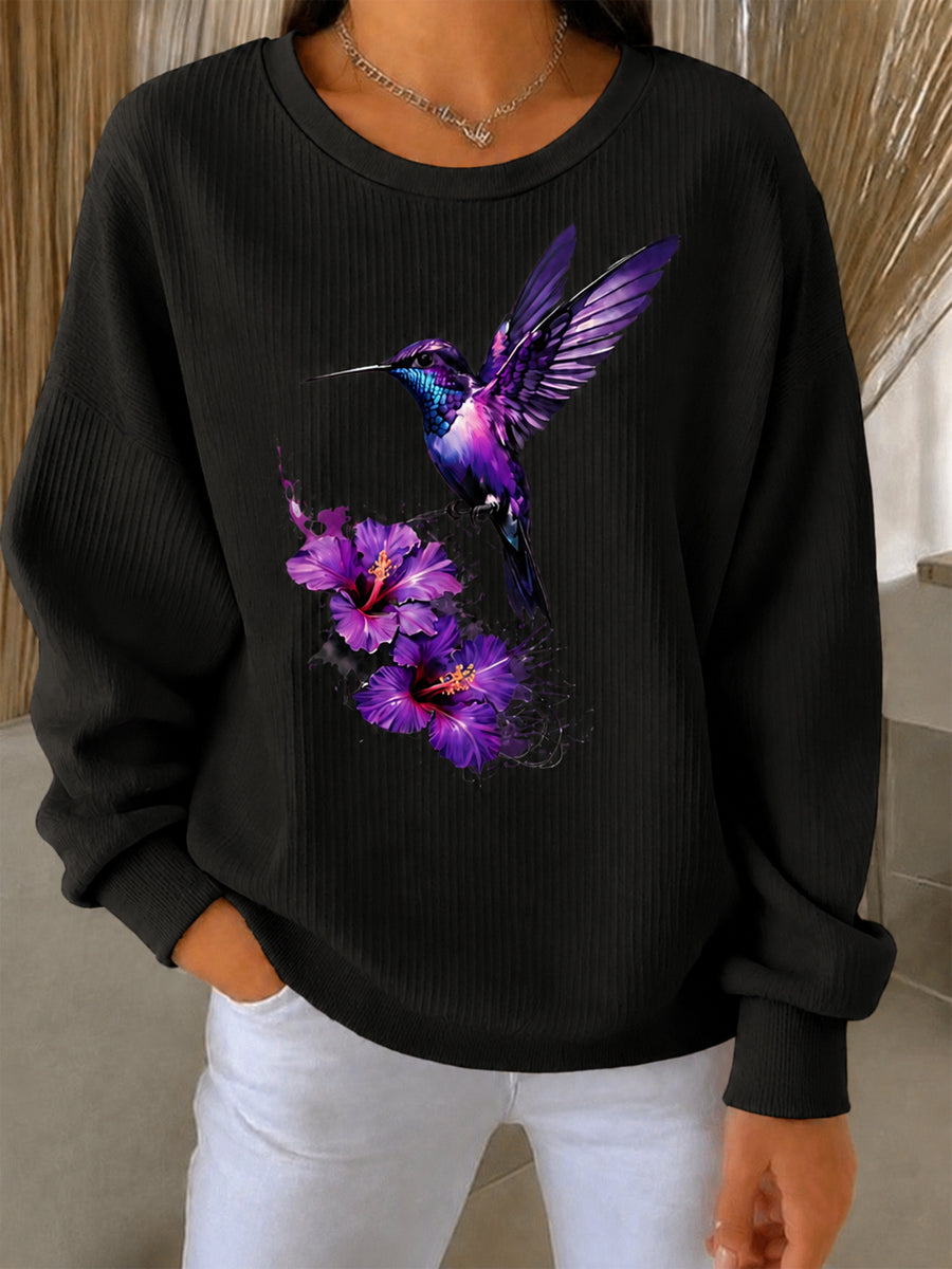 Women's Purple Art Print Casual Sweatshirt gracestitchs