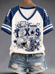Women's Football Gameday Gift For Football Fans Casual V-Neck Tee