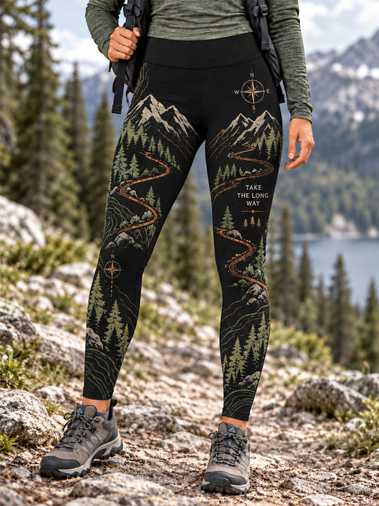 Women's Wilderness Trail Print Hike Lovers Leggings gracestitchs