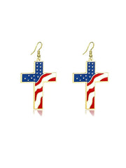 Independence Day Flag Cross Earrings - gracestitchs
