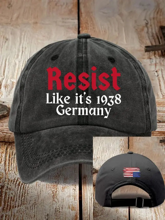 Unisex Retro Resist Like It's 1938 Germany Print Baseball Cap - gracestitchs