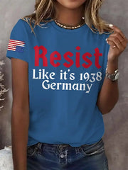 Women's Retro Resist Like It's 1938 Germany Print T-Shirt - gracestitchs