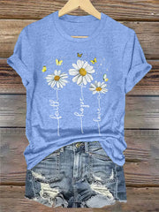 Women's Faith Hope Love Daisy Casual Tee - gracestitchs