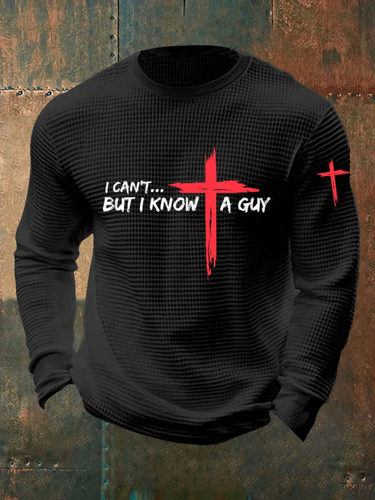 Men's I Can't But I Know A Guy Waffle Print T-shirt prairieply