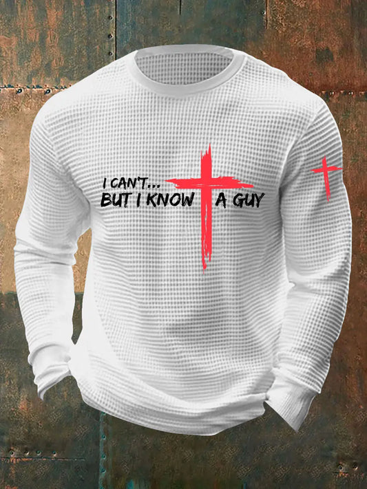 Men's I Can't But I Know A Guy Waffle Print T-shirt prairieply