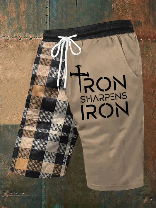 Men's Iron Sharpens Iron Printed Casual Shorts prairieply
