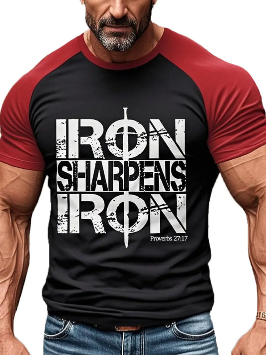 Men's Iron Sharpens Iron Christian Casual Tee - gracestitchs