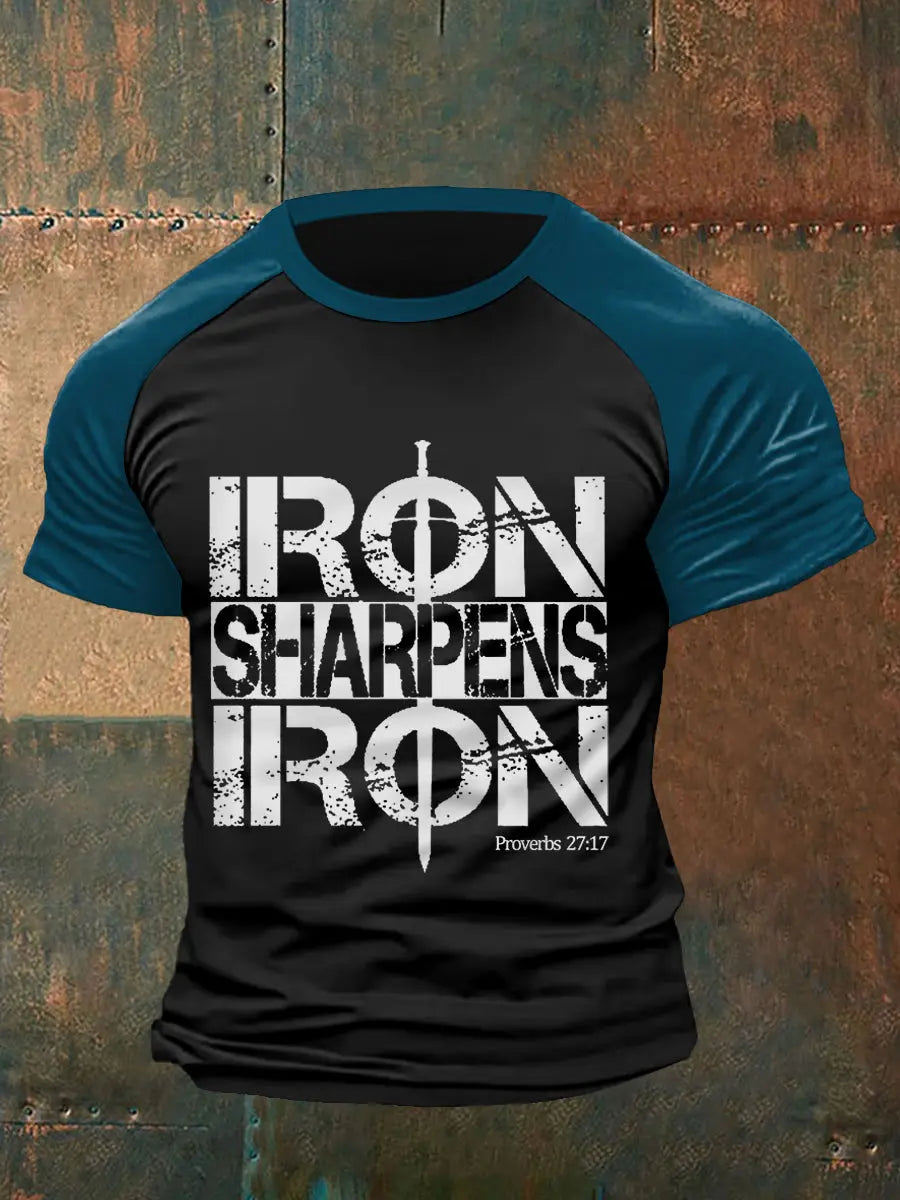 Men's Iron Sharpens Iron Christian Casual Tee - gracestitchs
