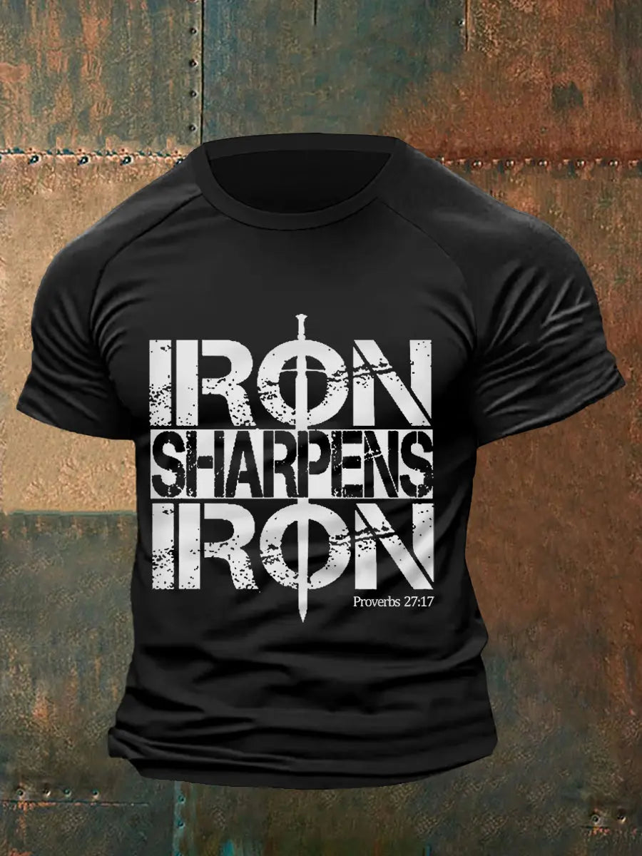 Men's Iron Sharpens Iron Christian Casual Tee - gracestitchs
