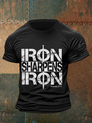 Men's Iron Sharpens Iron Christian Casual Tee - gracestitchs
