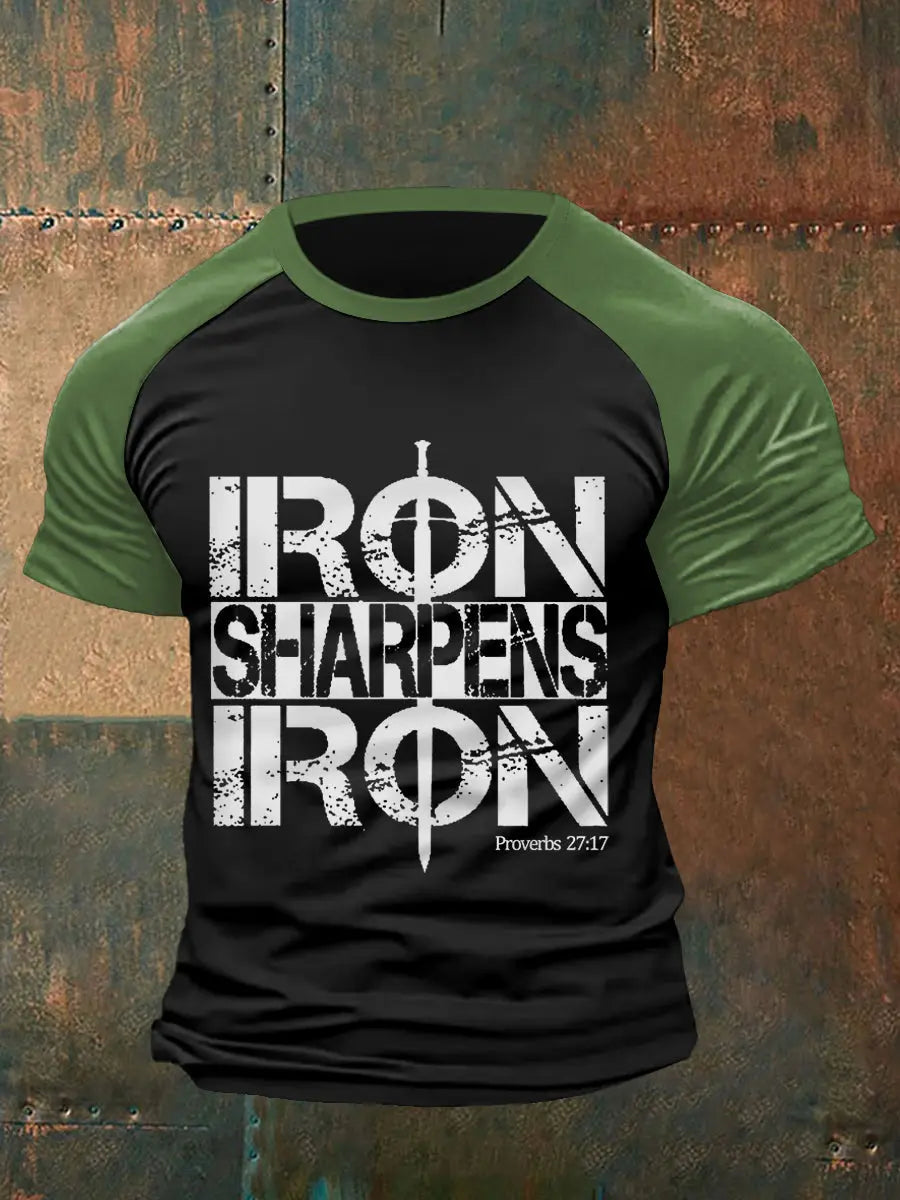 Men's Iron Sharpens Iron Christian Casual Tee - gracestitchs