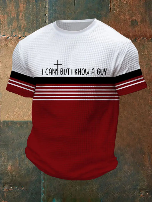 Men's I Can't But I Know A Guy Waffle Print T-shirt prairieply